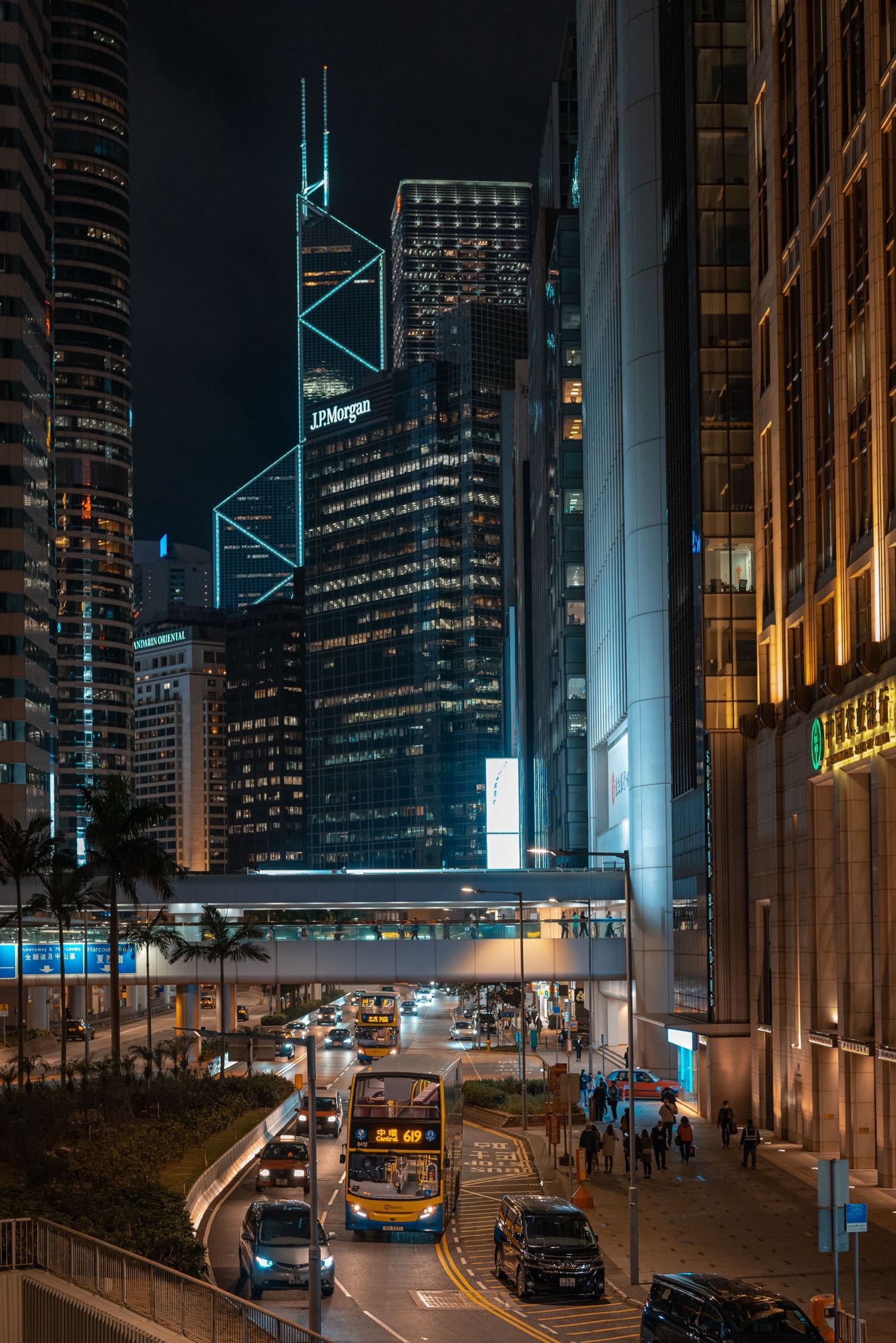 Hong Kong Central financial district at night